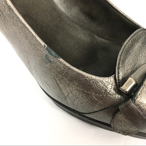 ⭐️SALE⭐️ Stuart Weitzman Metallic Leather Block Heel Pump - Picture 5 of 8